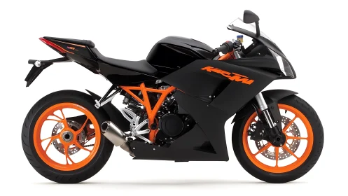 Sport motorcycle showcases bold orange chassis accents.