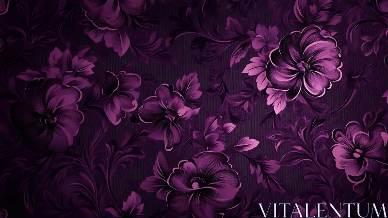 Purple Floral Digital Art with Glowing Flowers.
