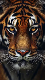 Golden-eyed tiger meets your gaze in a quiet, steady moment