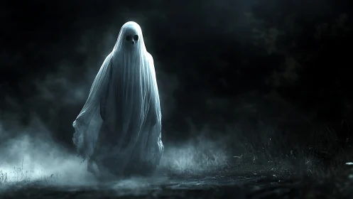 Midnight phantom glides through fog like pale unraveling thread