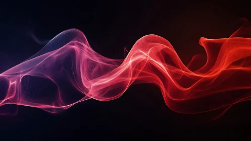 Glowing crimson light waves drift gently across deep space