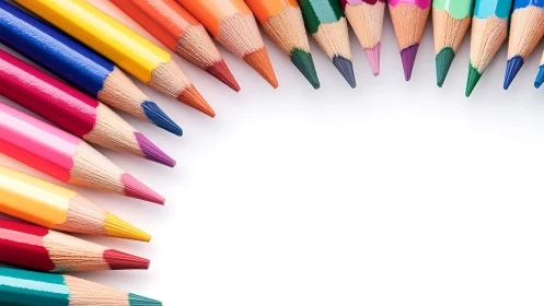 Colored pencil tips form a radial border around white space