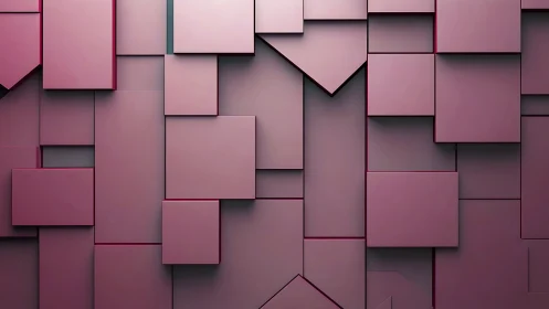 Geometric magenta panels form layered abstract wall pattern
