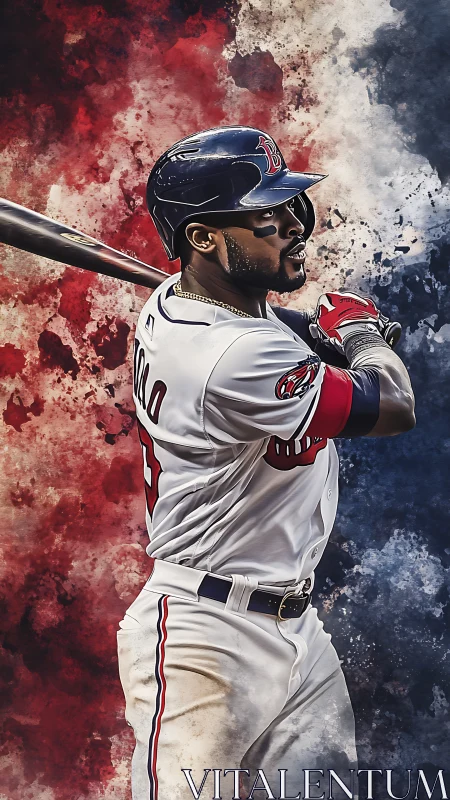 Powerful baseball slugger readies a confident game winning swing