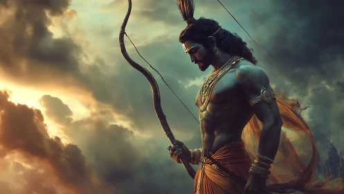 Mythic archer rendered in high-detail digital fantasy lighting