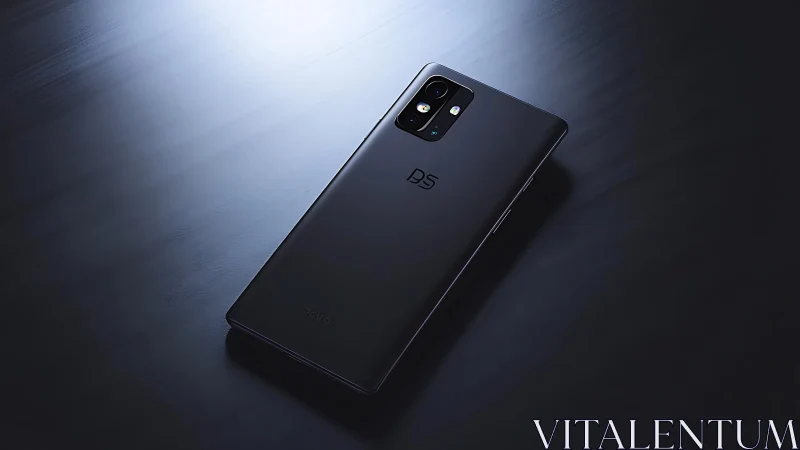 Midnight-black smartphone basking in sleek studio glow.