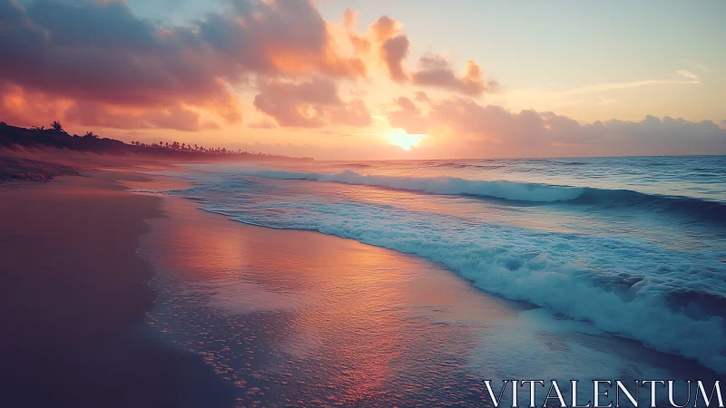 Gentle sunrise tides painting soft colors across shore.