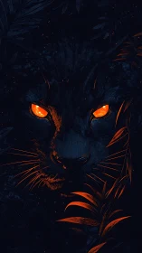 Burning-eyed jungle panther emerges from the midnight shadows