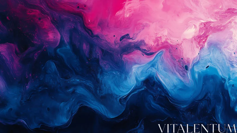 Dreamy pink and blue waves swirling through cosmic color.