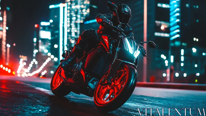 Futuristic street racer leans through neon city corner