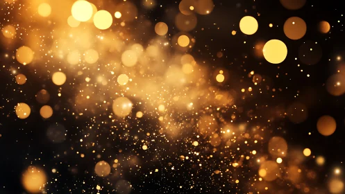 Glitterstorm of golden bokeh sparks in warm midnight air.