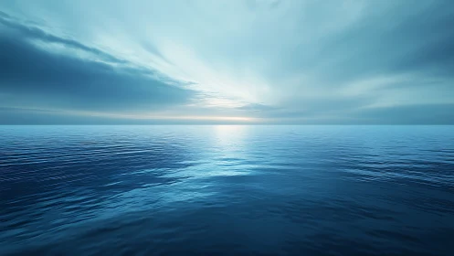 Endless blue horizon breathing quiet light into still water.