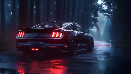 Wet-forest performance coupe with refracted LED tail-light geometry.