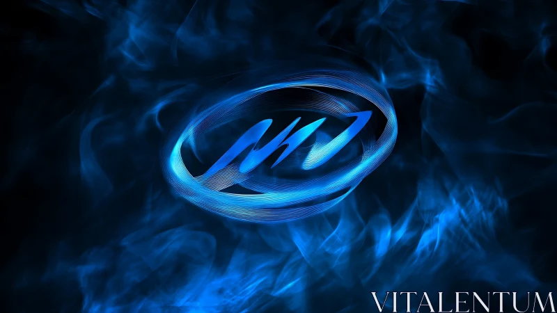 Glowing blue abstract ring with sharp central strokes.