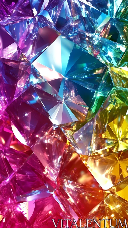 Multicolored prismatic crystal facets in dense arrangement.