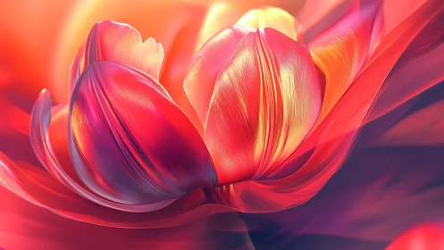 Three dimensional rendered tulips with luminous gradient coloring