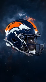 Football helmet profile rendered with dramatic photoreal light