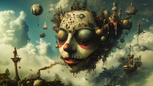 Dreaming sky giant carries a floating city of quiet wonders