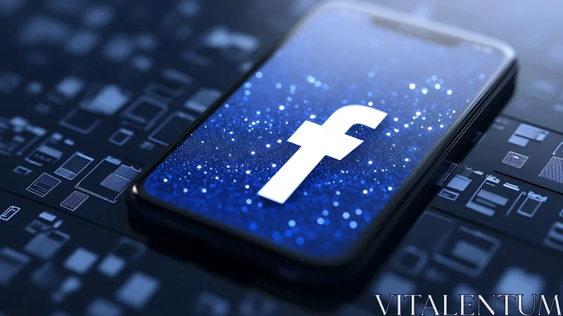 Starlit Facebook icon glowing on a midnight smartphone screen.