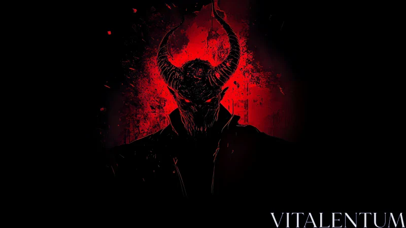 Mystic horned silhouette emerging from a storm of red light.