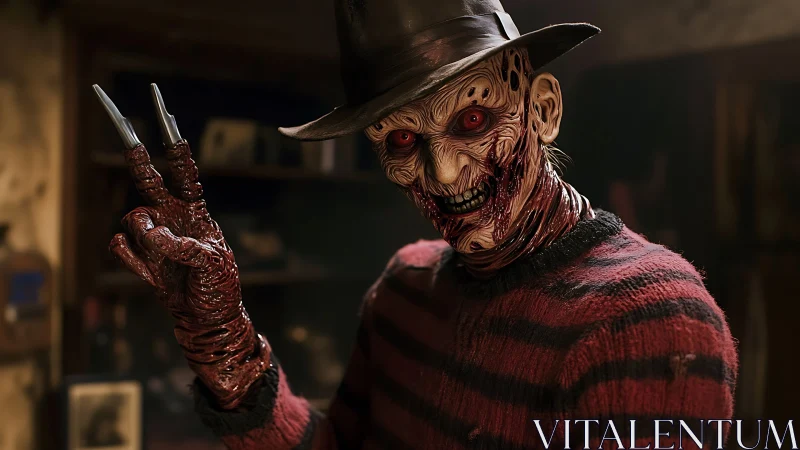 Digital render shows disfigured figure with clawed glove raised