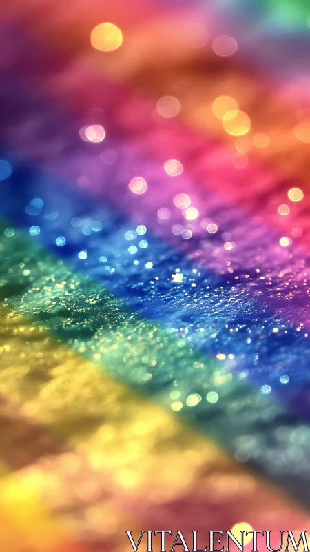 Macro spectrum bokeh over iridescent glitter surface field