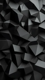 Geometric black polygonal facets forming angular surface.