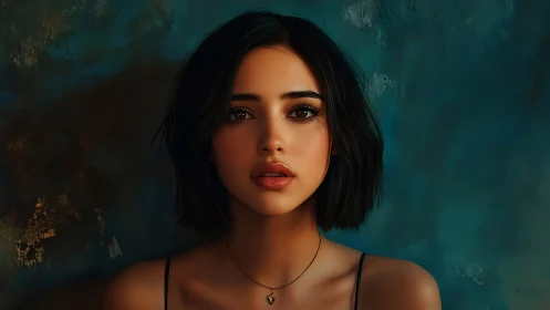 Digital portrait shows young woman with short dark hair