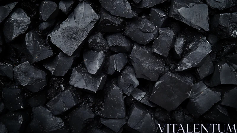 Deep black coal stones with rich texture and quiet strength.