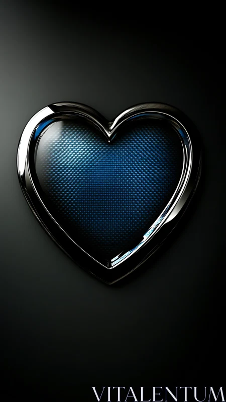 Glowing Heart Embrace in Blue Serenity and Steel.