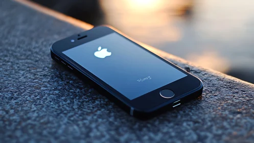 Black iPhone Glows During Its Startup Ritual Against Stone.