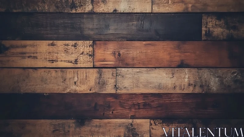 Rustic timber mosaic of weathered planks in moody browns.