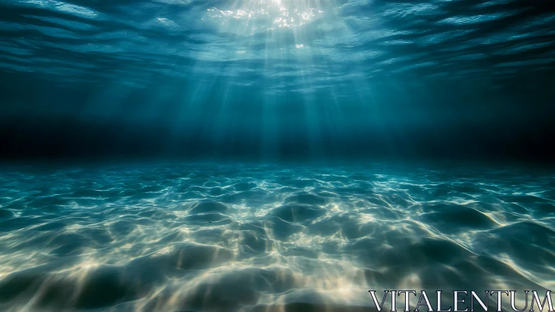 Sunlit ocean floor shimmers beneath tranquil blue waves.
