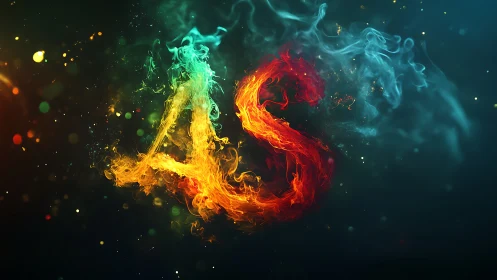 Fiery AS letterforms in luminous digital painting typography.