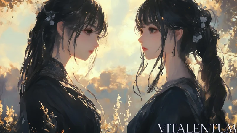 Twin dusk reflections in soft golden painted light.