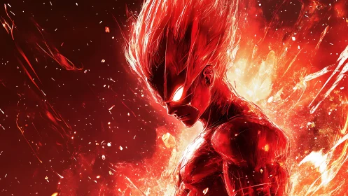 Flameborn warrior bends a crimson storm around burning will