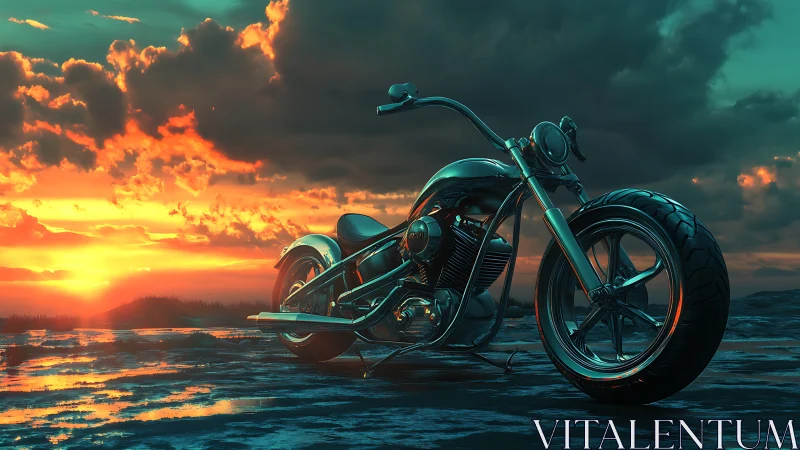 Sunset highway cruiser resting under glowing skies.