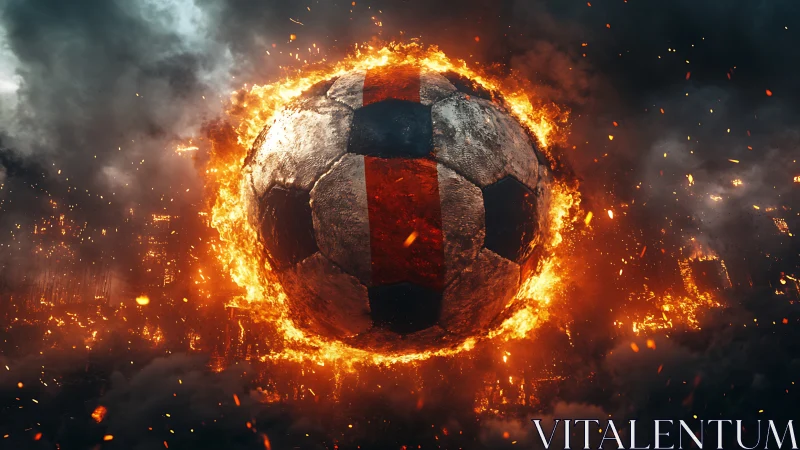 Inferno matchball blazing through a storm of molten sparks.