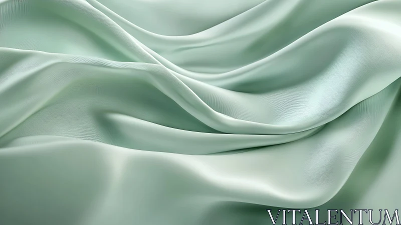 Soft mint green silk fabric with flowing abstract folds, minimal style.