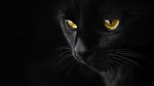 Black Cat's Golden Gaze Pierces the Darkness.
