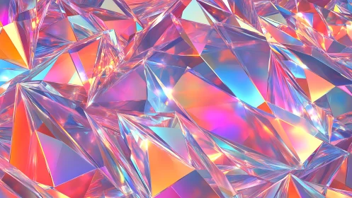 Prismatic crystal shards in neon iridescent refraction field.