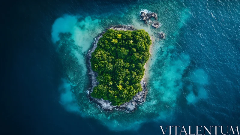 Verdant Island Isolated in Turquoise Waters.
