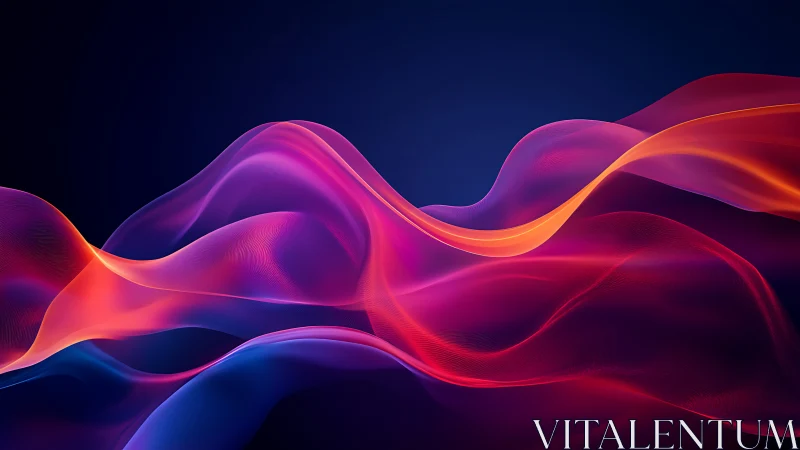 Abstract gradient light waves on dark digital background.