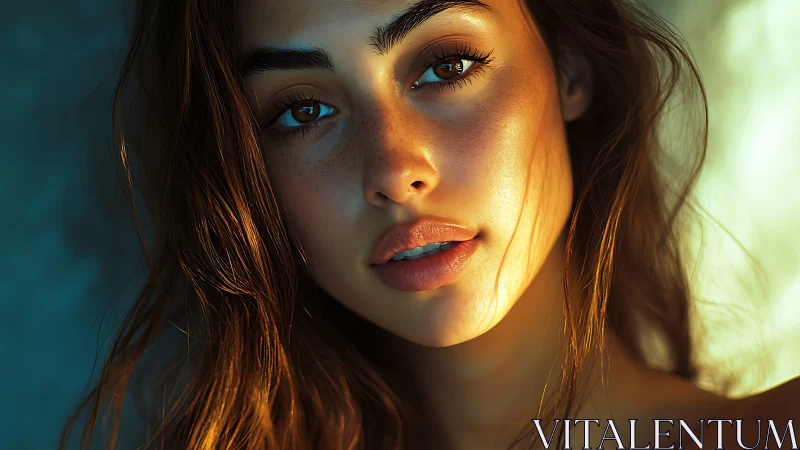 Sunlit close-up portrait with cinematic color contrast glow.