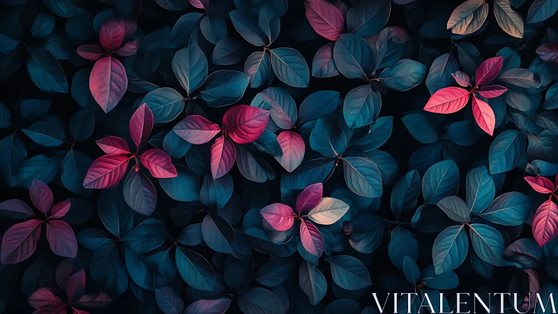 Moody teal and magenta leaves create a dreamy botanical veil