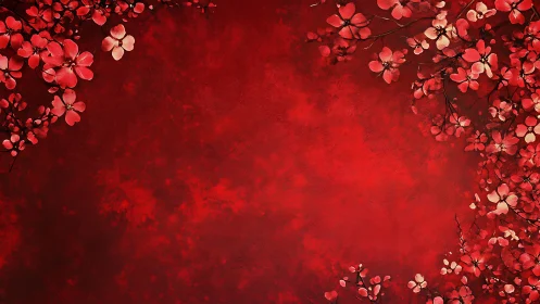 Crimson Cascade: Blossom Storm in Deepest Red.