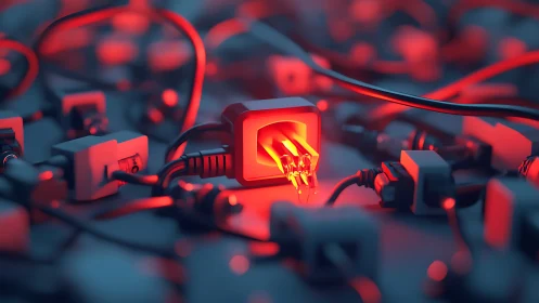 Central red power adapter illuminates clustered cable network
