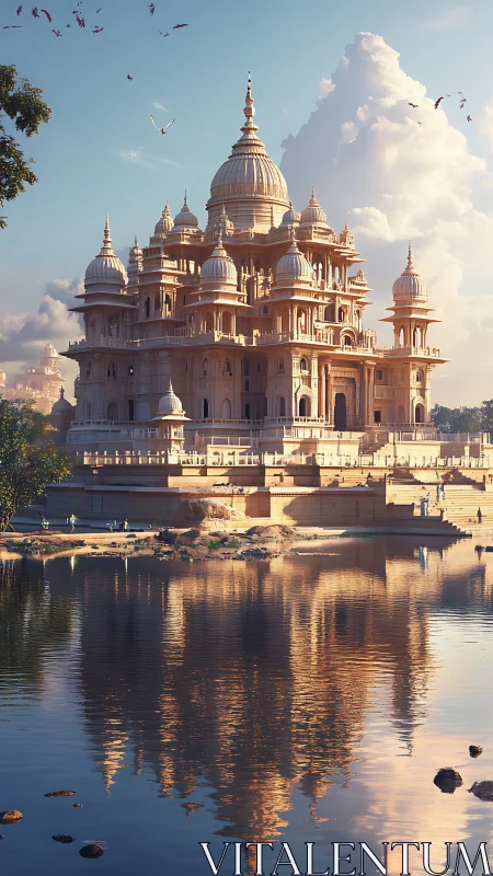 Sunlit domed palace rendered in high-detail digital painting