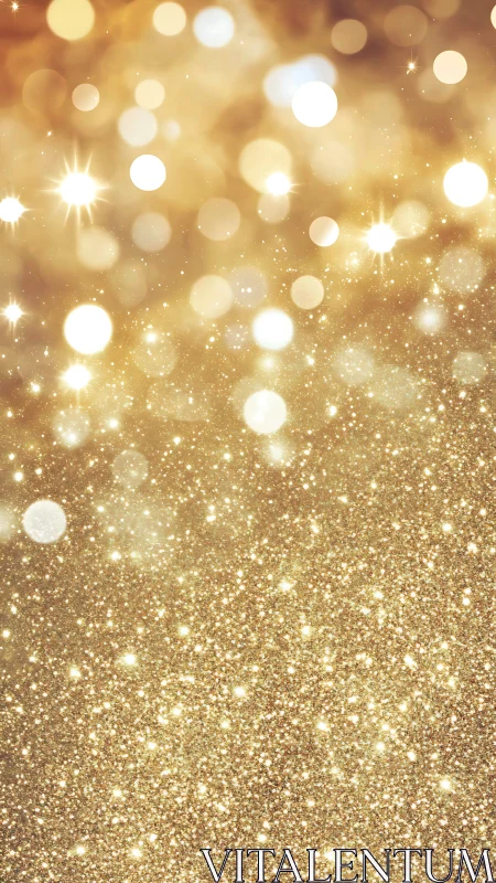 Golden glitter bokeh background with radiant festive light.