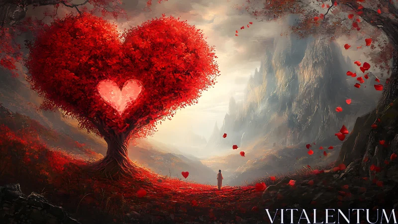 Heart-Shaped Tree: Ethereal Love Landscape
